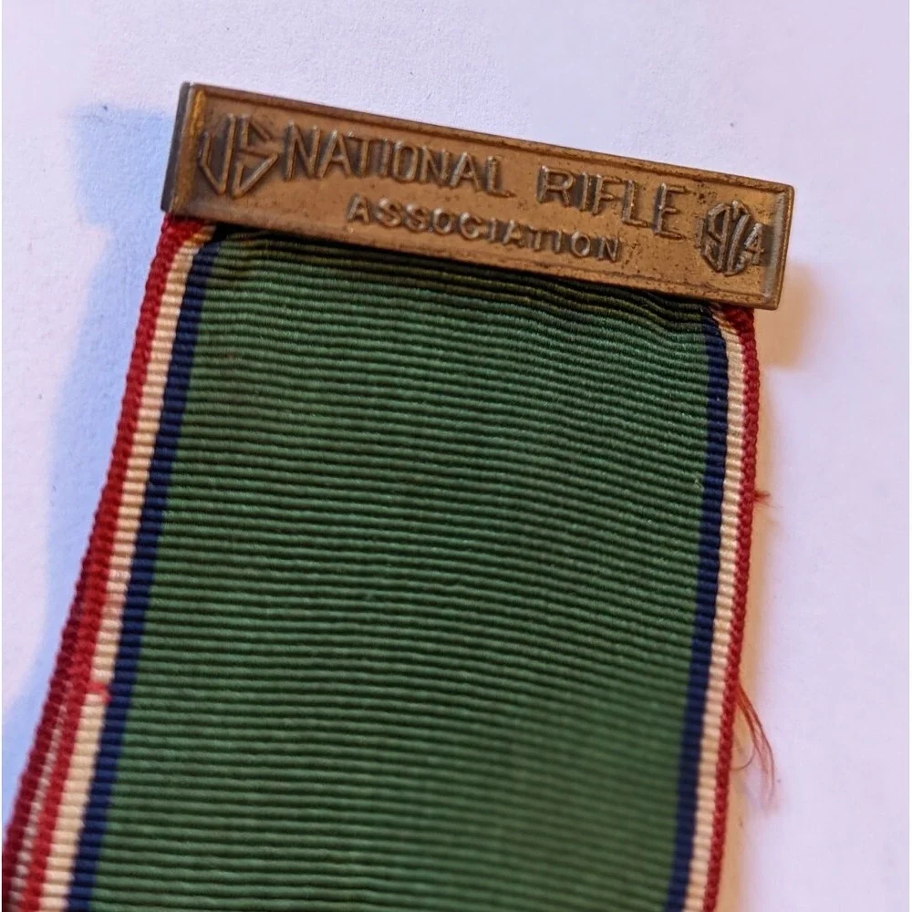 1924 NRA National Rifle Association Pinback MEDAL Ribbon Engraved Camp Perry OH